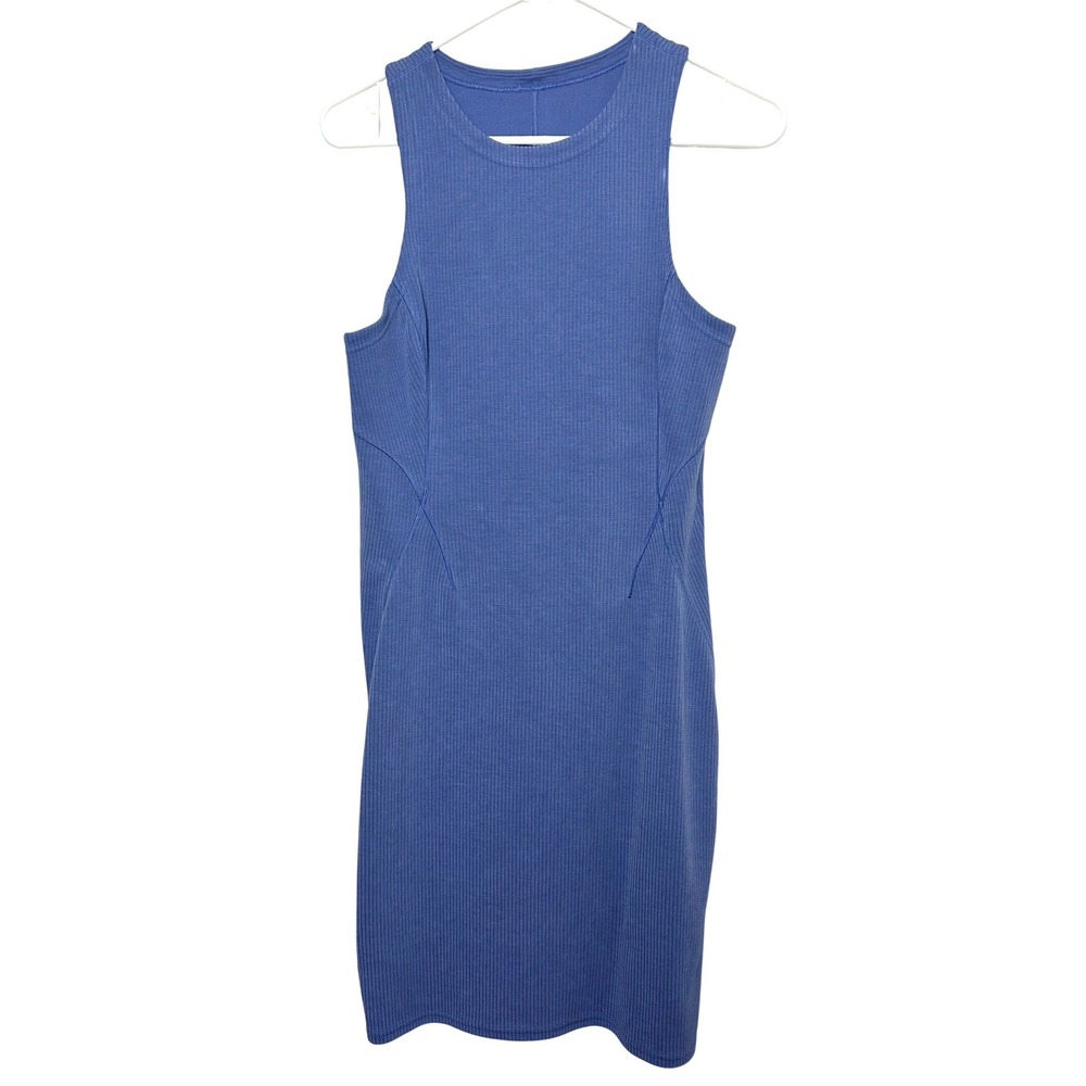 Lululemon Ribbed Softstreme Slim-Fit Tank Dress Oasis Blue size 4 athleisure